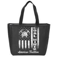 Coal Miner Usa Flag Patriotic Underground Mining Laborer Zip Tote Bag