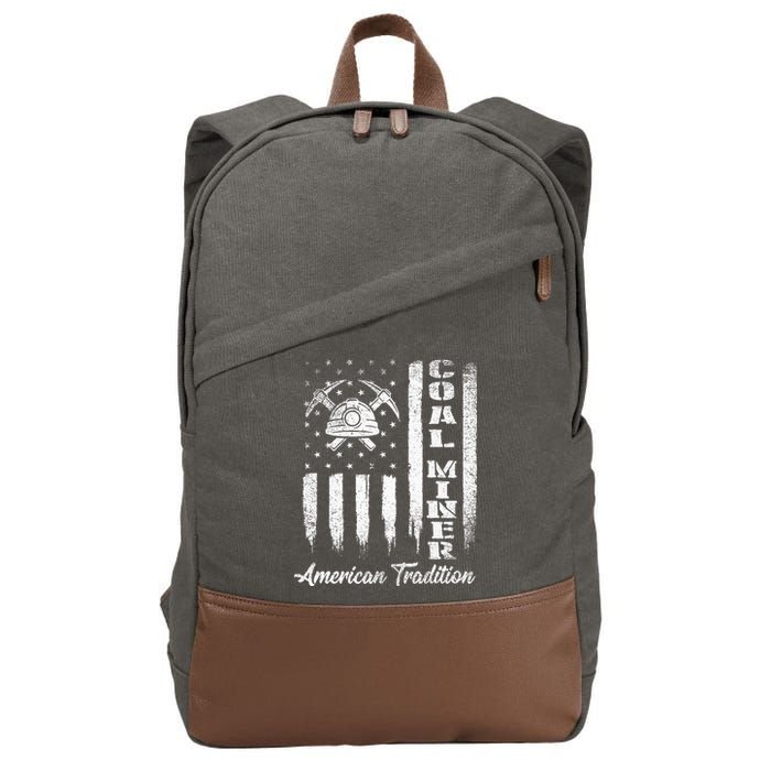 Coal Miner Usa Flag Patriotic Underground Mining Laborer Cotton Canvas Backpack