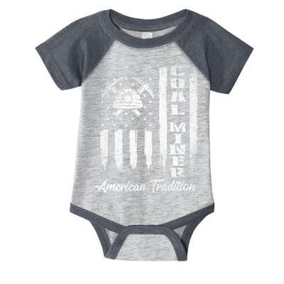 Coal Miner Usa Flag Patriotic Underground Mining Laborer Infant Baby Jersey Bodysuit