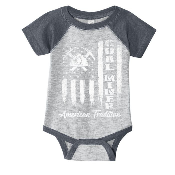 Coal Miner Usa Flag Patriotic Underground Mining Laborer Infant Baby Jersey Bodysuit