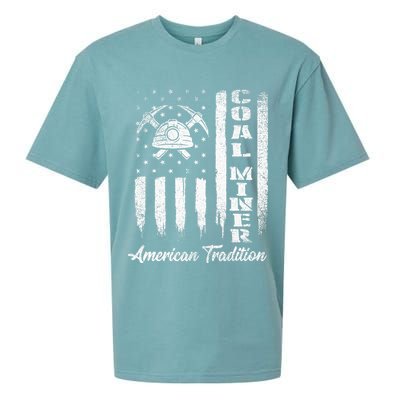 Coal Miner Usa Flag Patriotic Underground Mining Laborer Sueded Cloud Jersey T-Shirt