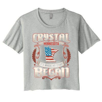 Crystal Minnesota Usa Flag Independence Day Gift Women's Crop Top Tee