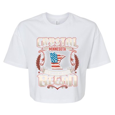 Crystal Minnesota Usa Flag Independence Day Gift Bella+Canvas Jersey Crop Tee