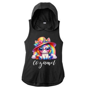 Cozumel Mexico Unicorn Vacation Beach Trip Girl Ladies PosiCharge Tri-Blend Wicking Draft Hoodie Tank