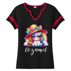 Cozumel Mexico Unicorn Vacation Beach Trip Girl Ladies Halftime Notch Neck Tee