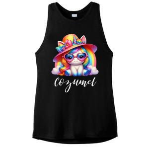 Cozumel Mexico Unicorn Vacation Beach Trip Girl Ladies PosiCharge Tri-Blend Wicking Tank