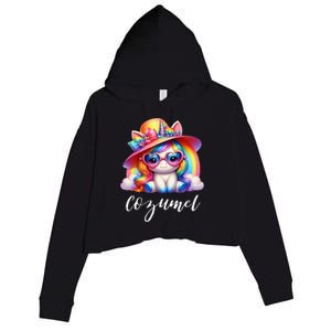 Cozumel Mexico Unicorn Vacation Beach Trip Girl Crop Fleece Hoodie