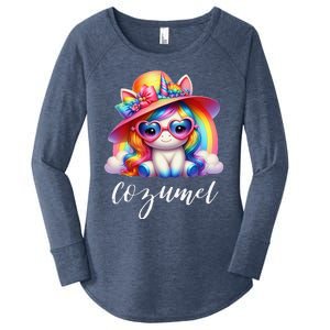 Cozumel Mexico Unicorn Vacation Beach Trip Girl Women's Perfect Tri Tunic Long Sleeve Shirt