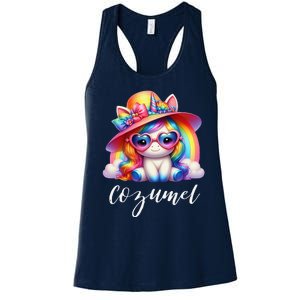 Cozumel Mexico Unicorn Vacation Beach Trip Girl Women's Racerback Tank