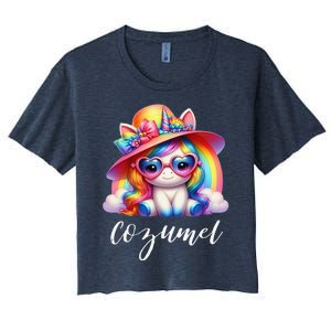 Cozumel Mexico Unicorn Vacation Beach Trip Girl Women's Crop Top Tee