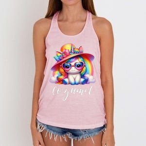 Cozumel Mexico Unicorn Vacation Beach Trip Girl Women's Knotted Racerback Tank