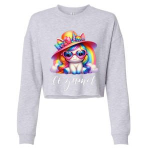 Cozumel Mexico Unicorn Vacation Beach Trip Girl Cropped Pullover Crew