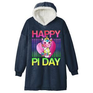 Cute Math Unicorn Cute Gift Happy Pi Day 3 14 Gift Hooded Wearable Blanket