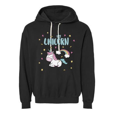 Cute Magical Unicorn Rainbow Garment-Dyed Fleece Hoodie