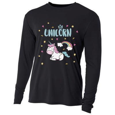 Cute Magical Unicorn Rainbow Cooling Performance Long Sleeve Crew
