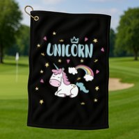 Cute Magical Unicorn Rainbow Golf Towel