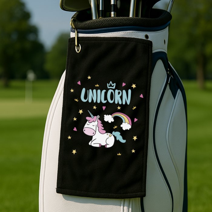 Cute Magical Unicorn Rainbow Golf Towel