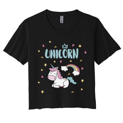 Cute Magical Unicorn Rainbow Crop Top