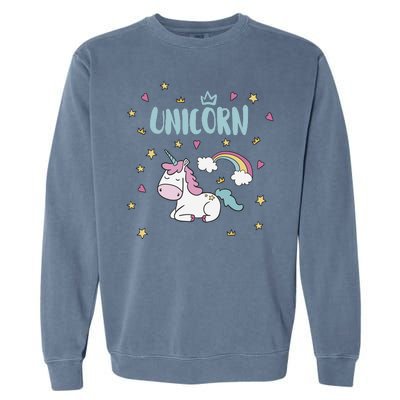 Cute Magical Unicorn Rainbow Garment-Dyed Sweatshirt