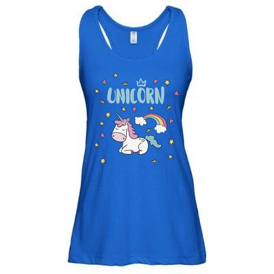 Cute Magical Unicorn Rainbow Ladies Essential Flowy Tank