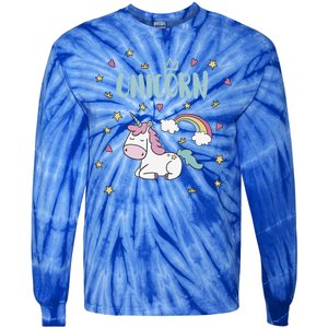 Cute Magical Unicorn Rainbow Tie-Dye Long Sleeve Shirt