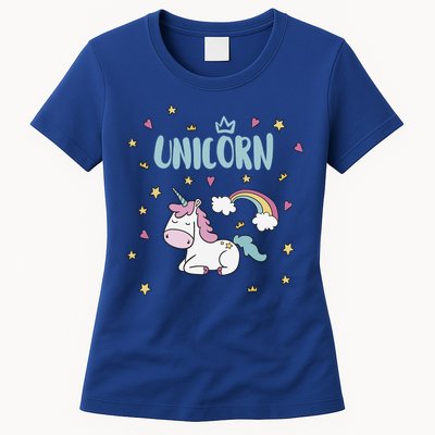 Cute Magical Unicorn Rainbow Womens T-Shirt