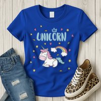 Cute Magical Unicorn Rainbow Womens T-Shirt