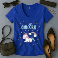 Cute Magical Unicorn Rainbow Women's V-Neck T-Shirt