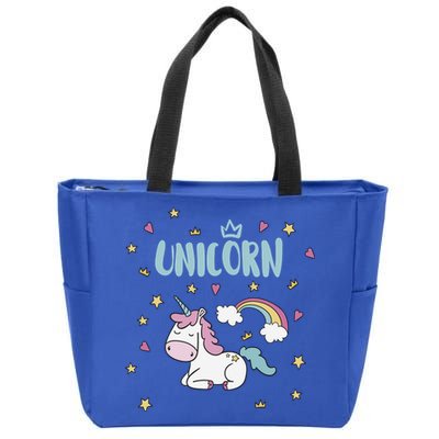 Cute Magical Unicorn Rainbow Zip Tote Bag
