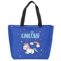 Cute Magical Unicorn Rainbow Zip Tote Bag