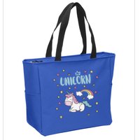Cute Magical Unicorn Rainbow Zip Tote Bag