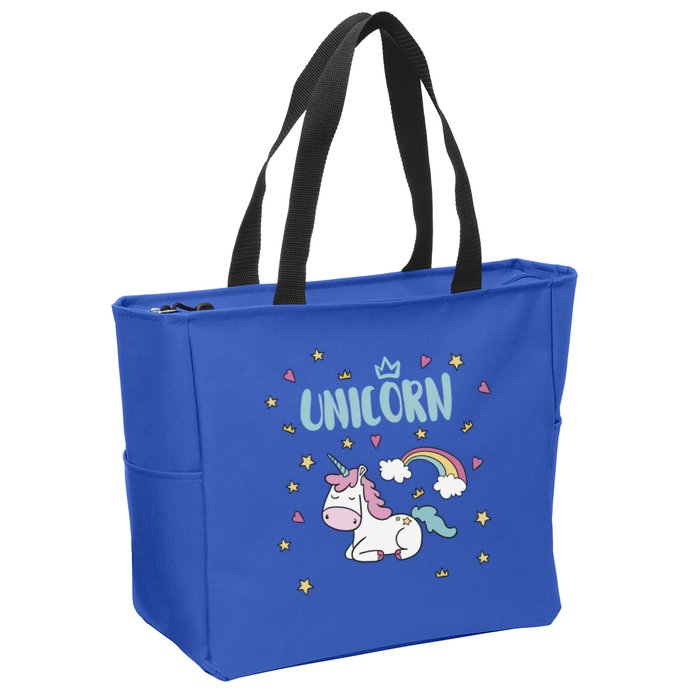 Cute Magical Unicorn Rainbow Zip Tote Bag