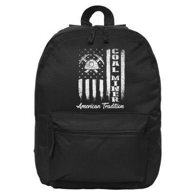 Coal Miner Usa Flag Patriotic Underground Mining Laborer 16 in Basic Backpack