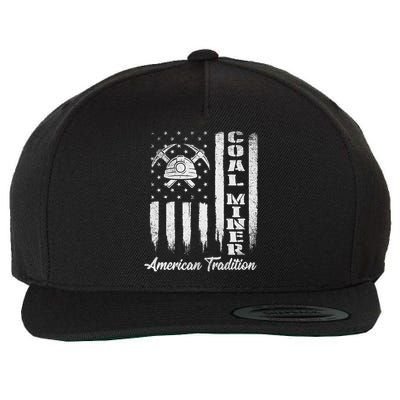 Coal Miner Usa Flag Patriotic Underground Mining Laborer Wool Snapback Cap