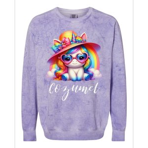 Cozumel Mexico Unicorn Vacation Beach Trip Girl Colorblast Crewneck Sweatshirt