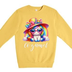 Cozumel Mexico Unicorn Vacation Beach Trip Girl Premium Crewneck Sweatshirt