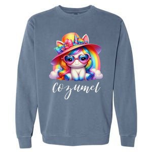 Cozumel Mexico Unicorn Vacation Beach Trip Girl Garment-Dyed Sweatshirt