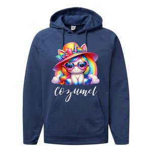 Cozumel Mexico Unicorn Vacation Beach Trip Girl Performance Fleece Hoodie