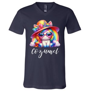 Cozumel Mexico Unicorn Vacation Beach Trip Girl V-Neck T-Shirt