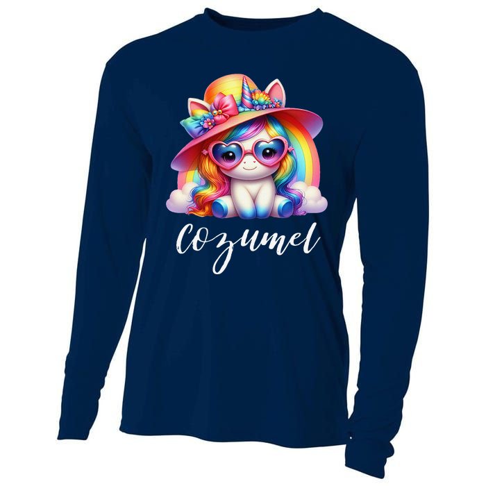 Cozumel Mexico Unicorn Vacation Beach Trip Girl Cooling Performance Long Sleeve Crew