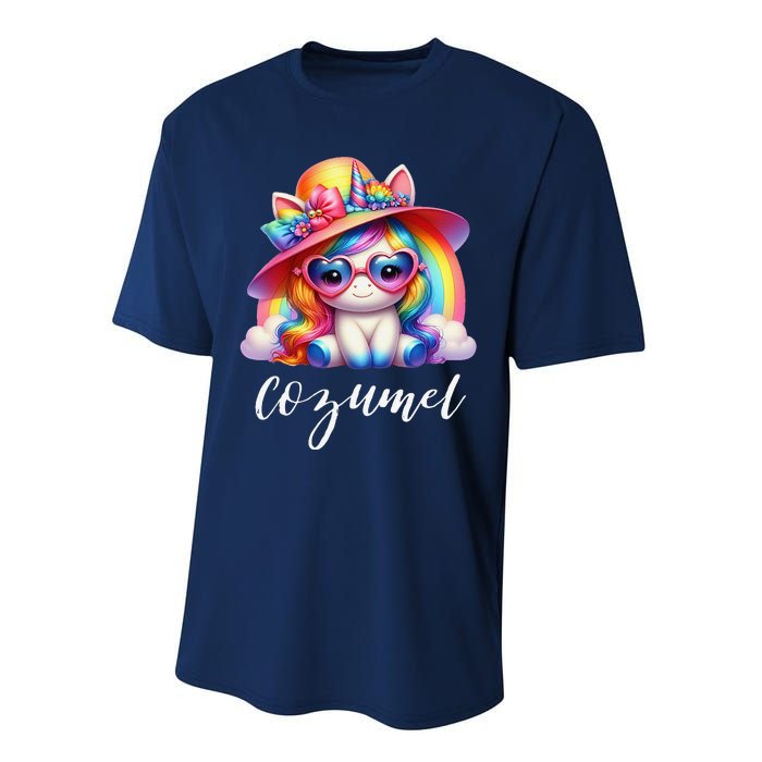 Cozumel Mexico Unicorn Vacation Beach Trip Girl Performance Sprint T-Shirt