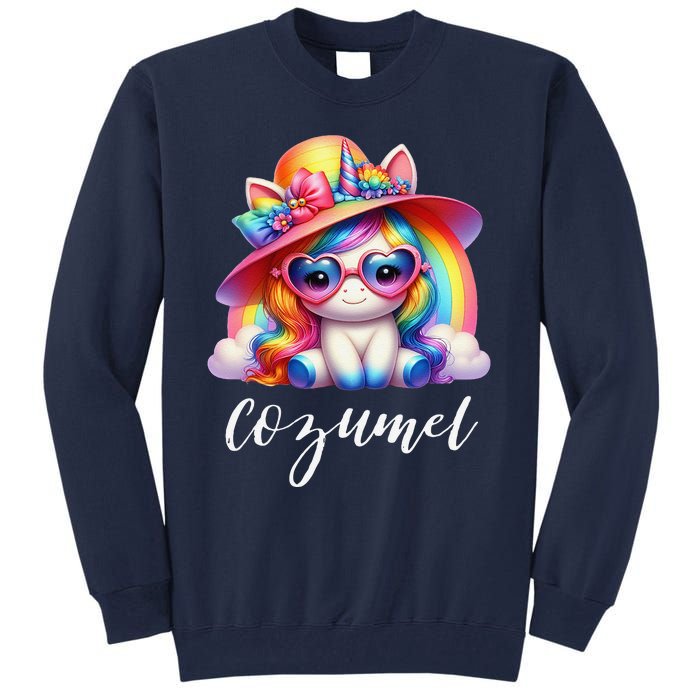 Cozumel Mexico Unicorn Vacation Beach Trip Girl Tall Sweatshirt