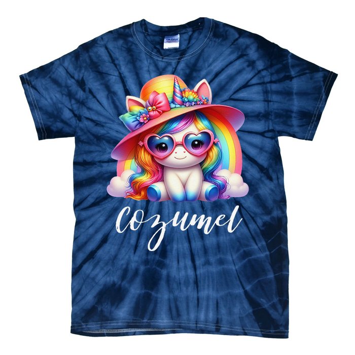 Cozumel Mexico Unicorn Vacation Beach Trip Girl Tie-Dye T-Shirt