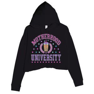 Cool Mamas University Motherhood Of University Graduation Crop Fleece Hoodie