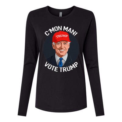 C’Mon Man! Vote Trump Biden Minimalist Womens Cotton Relaxed Long Sleeve T-Shirt