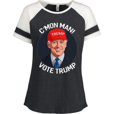 C’Mon Man! Vote Trump Biden Minimalist Enza Ladies Jersey Colorblock Tee