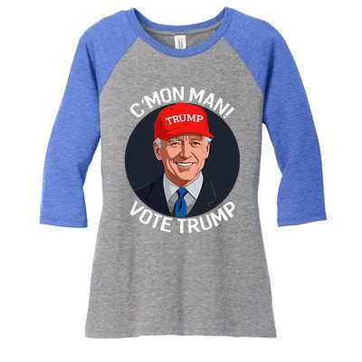 C’Mon Man! Vote Trump Biden Minimalist Women's Tri-Blend 3/4-Sleeve Raglan Shirt