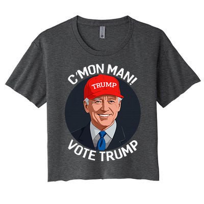 C’Mon Man! Vote Trump Biden Minimalist Women's Crop Top Tee