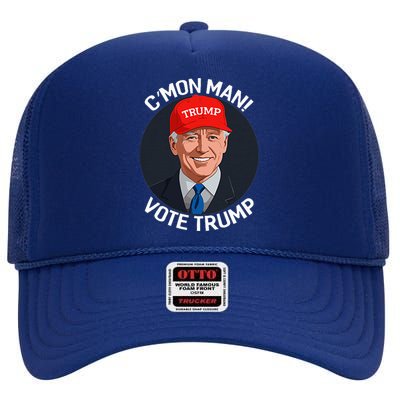 C’Mon Man! Vote Trump Biden Minimalist High Crown Mesh Back Trucker Hat