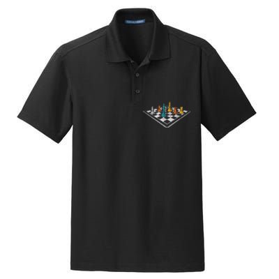 Chess Master Vintage Retro Club Chess Player Dry Zone Grid Polo